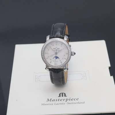 MAURICE LACROIX Armbanduhr Phase de Lune aus der Masterpiece Collection Referenz MP 6066, Schweiz um 2010, Automatik, beids. vergl. Edelstahlgeh. ...
