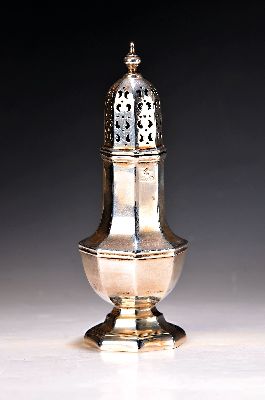 Salzstreuer, Birmingham, 1918, Silber, Meistermarke ungedeutet, H. 19cm, 126g