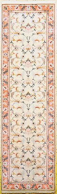 Täbriz fein(50 Raj), Persien, Ende 20.Jhd, Korkwolle mit Seide, ca. 260 x 77 cm, ca. 500.000 Kn/qm, EHZ: 1-2