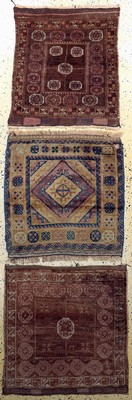 Konvolut aus 3 Taschenfronten, Belutschistan, Persien, um 1900, Wolle auf Wolle, ca. 80 x 80 cm, EHZ: 2-3