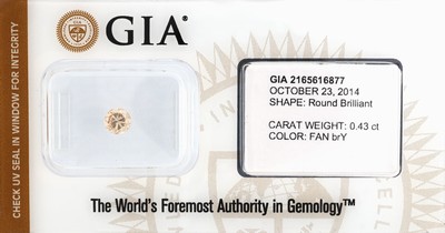 Brillant 0.43 ct natural fancy brownish, even,eingeschweißt GIA colored Diamond Report 10/2014