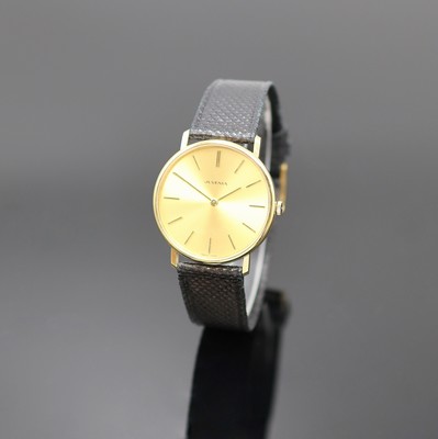 JUVENIA nahezu neuwertige Armbanduhr, Handaufzug, Schweiz um 1980, verg. Geh. inkl. orig. Lederband m. orig. Dornschl., Glasrand und Edelstahlboden ...
