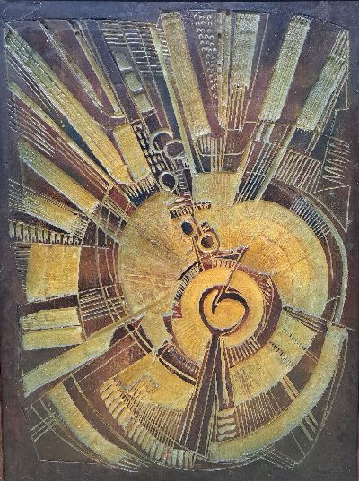 Erich Schug, 1906 Ludwigshafen-1982 Bad Dürkheim, Strahlung, Acryl auf Styropor, rückseitig signiert, betitelt und dat. 1972, ca. 92x67cm, R. ca. ...