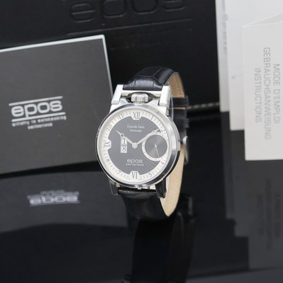 EPOS Vertical BD Herrenarmbanduhr Referenz 3383C, Schweiz lt. beil. Pap. verk. 09/2015, Handaufzug, Edelstahlgeh., beids. Saphirvergl., Boden ...