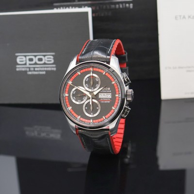 EPOS Sportive Herrenchronograph Referenz 3433, Schweiz lt. beil. Pap. verk. 01/2017, Automatik, Geh. in Edelstahl, Lünette, Krone u. Korrekturdr. ...