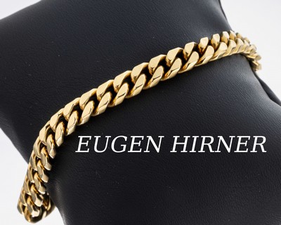 14 kt Gold HIRNER Armband, GG 585/000, Flachpanzer, L. ca. 18.5 cm, Kastenschloss mit2 Sicherheitsachten, ca. 34.9 g, Hersteller EUGEN HIRNER