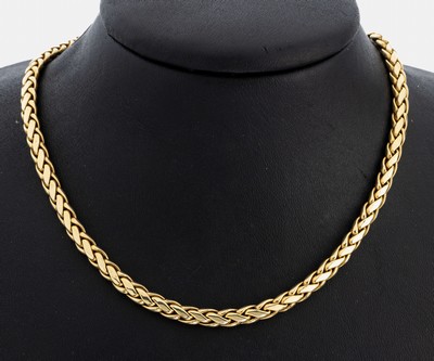 14 kt Gold Collier, GG 585/000, pol. und sat., L. ca. 40 cm, Kastenschloss mitSicherheitsacht, ca. 24.9 g