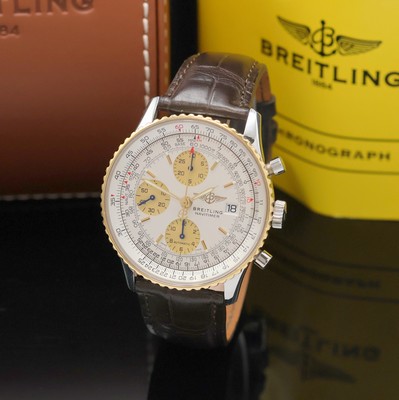 BREITLING Armbandchronograph Old Navitimer Referenz D13022, Automatik, Schweiz um 1998, Edelstahlgeh. inkl. Lederband, Lünette in GG beids. drehb., ...