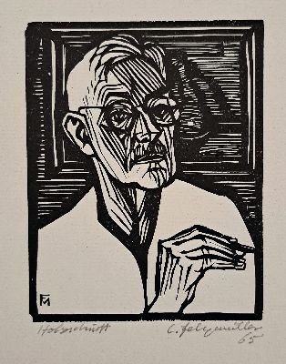 Conrad Felixmüller, 1897 Dresden-1977 Berlin -Zehlendorf, Holzschnitt, "Selbstbildnis mitzeichnender Hand", 1965, handsigniert, eines von ...