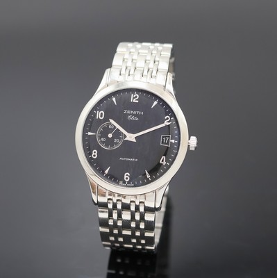 ZENITH Elite Herrenarmbanduhr Referenz 01/02.1125.680, Schweiz um 2000, Automatik, beids. vergl. Edelstahlgeh. inkl. Gliederband m. dopp. Faltschl., ...