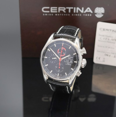 CERTINA DS-1 Herrenchronograph Referenz C006414 A, Schweiz um 2016, Automatik, beids. vergl. Geh. inkl. orig. Lederband m. dopp. Faltschl., Boden ...