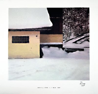 Gerhard Richter, geb. 1932 Dresden, Farboffset mit Gefälligkeitssignatur, "Gehöft,1999", nach dem gleichnamigen Gemälde, signiert, ...