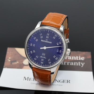 MEISTERSINGER Bell Hora Einzeiger- Herrenarmbanduhr Referenz BH0908, Automatik, Edelstahlgeh. inkl. orig. Lederband m. orig. Faltschl., beids. ...