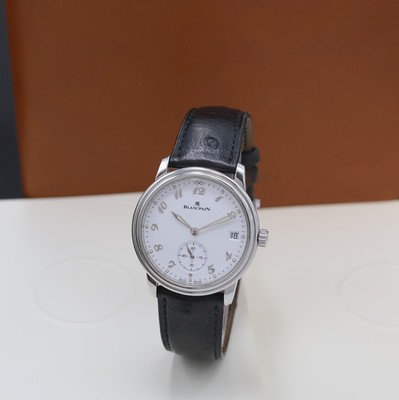 BLANCPAIN Herrenarmbanduhr Serie Villeret, Automatik, Edelstahlgeh. inkl. orig. Lederband m. orig. Dornschl., Boden aufgedr., bomb. Saphirglas, ...
