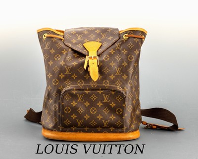 LOUIS VUITTON Rucksack, "Montsouris Backpack GM", Monogram Canvas, Besätze naturfarb. Leder, goldfarb. Hardware, aufges. Reißver- ...