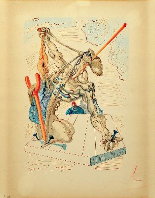 Salvador Dali, 1904-1989, Farbxylographie, "Chant 29: Les Falsificateurs" aus der Serie "La Divine Comedie" von 1960, Signatur in ...