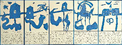 Horst Janssen, 1929-1995 Hamburg, zwei Leporellos, Farboffset: "Stachus Münster und Has Bodoni (Hase und Igel)" 1968; Farblithographie ...