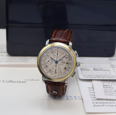 MAURICE LACROIX Automatikchronograph Croneo Referenz MP6318, Edelstahlgeh., Lünette in GG 750/000, beids. vergl., Boden 6-fach verschr., orig. ...