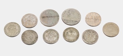 Konvolut 10 Silbermünzen, Deutsches Reich, 8 x 3 Mark: 1 x 1925, Jahrtausendfeier der Rheinlande, 1 x 1926 Lübeck, 1 x 1927 Jahrtausendfeier der ...