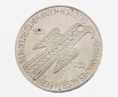 Silbermünze 5 Mark, Deutschland 1952, Germanisches Museum Nürnberg