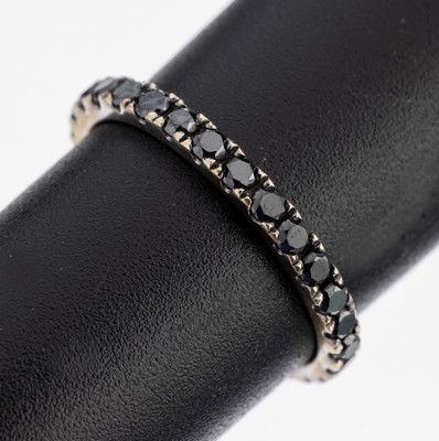14 kt Gold Diamant-Ring, WG 585/000, Diamanten zus. ca. 1.0 ct Schwarz (beh.), RW 54, ca. 1.5 g