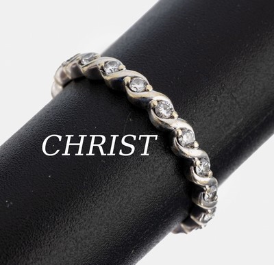 14 kt Gold CHRIST Brillant-Ring, WG 585/000, 19 Brillanten zus. ca. 0.60 Weiß/si, RW 54, ca. 2.3 g