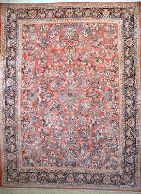 Us Re-Import Sarogh, Persien, Anfang 20.Jhd, Korkwolle auf Baumwolle, ca. 400 x 310cm, EHZ: 1-2