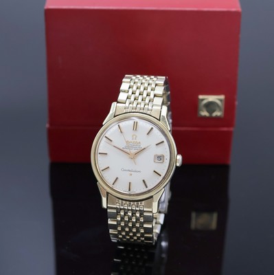 OMEGA Constellation Armbanduhr in Stahl/Gold Referenz 168.005, Schweiz um 1963, Automatik, verg. Omega-Band m. Faltschl., verschr. Boden im Zentrum ...