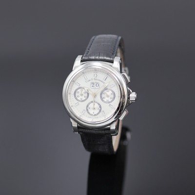 CARL. F. BUCHERER Patravi Armbandchronograph Referenz 4500.620, Automatik, Schweiz um 2005, beids. vergl. Edelstahlgeh. inkl. Lederband m. orig. ...