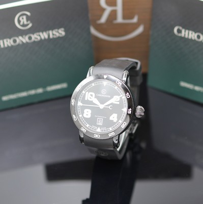 CHRONOSWISS Timemaster Herrenarmbanduhr Referenz CH 8645, Schweiz um 2010, Automatik, geschw. Edelstahlgeh., Boden verschr., orig. Kautschukband m. ...