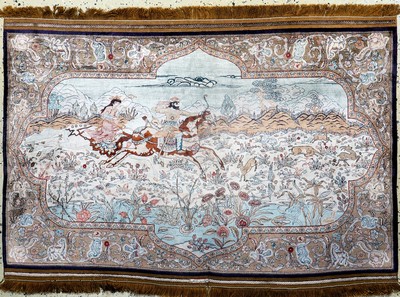 Hereke Seide fein, China, Mitte 20 Jhd, reine Naturseide, ca. 140 x 95 cm, ca. 1,0 Mio. Kn/qm, EHZ: 1-2