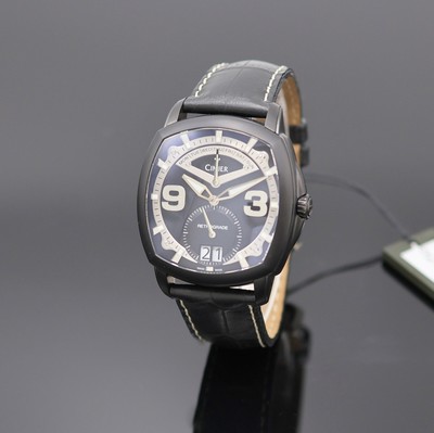 CIMIER Jours Retrogrades Herrenarmbanduhr Referenz 5103, Schweiz um 2020, quarz, geschw. Edelstahlgeh., Boden 8-fach verschr., orig. Lederband m. ...