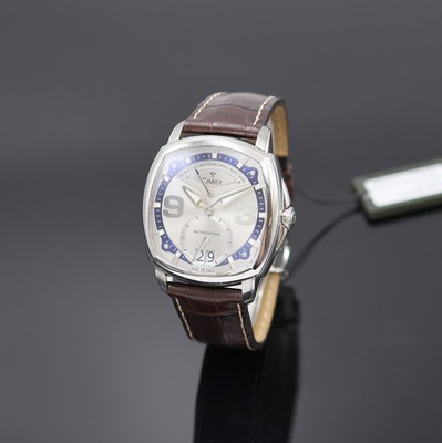CIMIER Jours Retrogrades Herrenarmbanduhr Referenz 5103, Schweiz um 2020, quarz, Edelstahlgeh., Boden 8-fach verschr., orig. Lederband m. Faltschl., ...