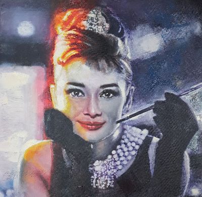 Talantbek Chekirov, geb. 1971 Kirgisistan, Audrey Hepburn, Öl/Lwd, links unten signiert, ca. 80x80cm