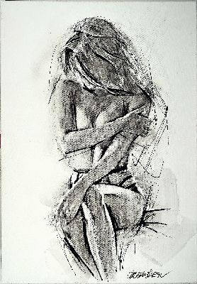 Talantbek Chekirov, geb. 1971 Kirgisistan, Body & Soul, Kohle und Filzstift auf Lwd, rechts unten signiert, ca. 100x70cm