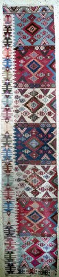 Konya Kelim antik, Türkei, 19.Jhd, Wolle auf Wolle, ca. 400 x 82 cm, EHZ: 3-4
