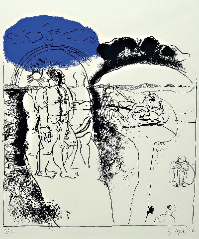 Gunther Vogel, 1929 Karlsruhe-1988 Titisee- Neustadt, Ohne Titel, Farblithographie, sign. und dat. 72, num. 9/30, ca. 32x29cm, u.Gl., R. ca. 61x51cm