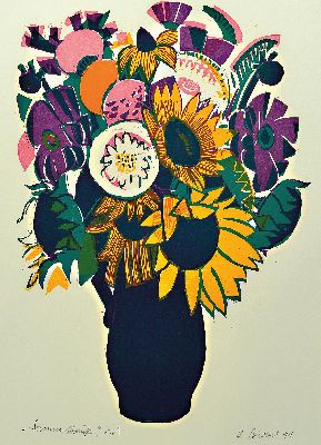 Heinz Friedrich, 1924-2018 Schwetzingen, 2 Farbholzschnitte: Sommerstrauß, sign. und dat. 91, e.a., ca. 50x37cm, PP, u.Gl., R. ca. 72x55cm; ...