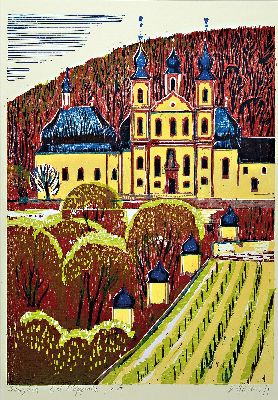 Heinz Friedrich, 1924-2018 Schwetzingen, 2 Farbholzschnitte: Christus in der Kelter, sign. und dat. 85, bez. e.a., ca. 52x37cm, PP, u.Gl., R. ca. ...