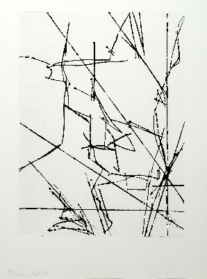 Heiner Blumenthal, geb. 1956 Idar-Oberstein,lebt und arbeitet in Köln, Konstruktivistische Komposition, Radierung auf Bütten, sign. und dat. 12, ...