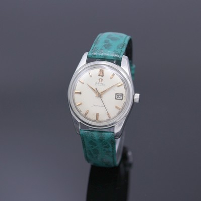 OMEGA Seamaster Armbanduhr in Stahl Referenz 14744, Schweiz um 1961, Automatik, verschr. Boden m. Seamaster-Logo, silb. Zifferbl. fl./pat., aufges. ...