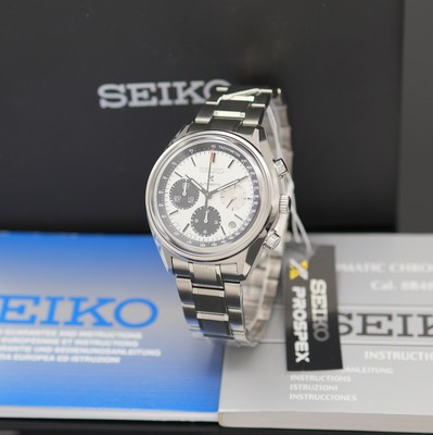 SEIKO Prospex nahezu neuwertiger, auf 1000 Stück limitierter Armbandchronograph in Stahl Referenz SRQ029J1, Japan um 2019, Automatik, beids. vergl. ...