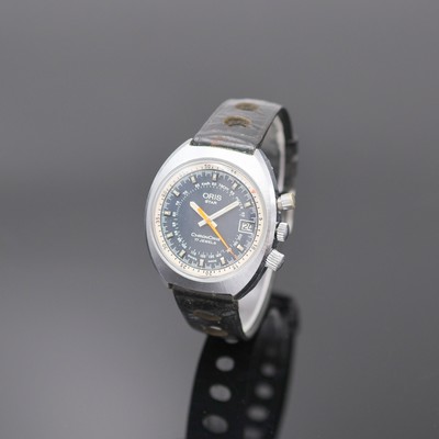 ORIS Star ChronOris seltene Herrenarmbanduhr mit Chronograph, Schweiz um 1970, Handaufzug, verchr. Geh. m. verschr. Stahlboden, Chrono-Drücker b. 2, ...