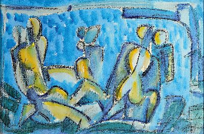 Otto Discher, 1904-1987 Neuhofen, Akte, Gouache auf Papier, rechts unten sign. und dat. 1980, ca. 38x49cm, u.Gl., ca. 43x54cm