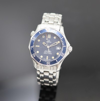 OMEGA Seamaster Professional Armbanduhr Referenz 196.1502, Schweiz um 1995, quarz, Edelstahlgeh. inkl. orig. Gliederband m. Faltschl., Lünette m. ...