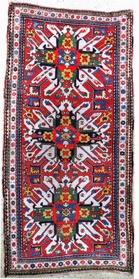 Tschelaberd"Adler-Kazak"antik, Kaukasus, 19.Jhd, Wolle auf Wolle, ca. 275 x 140 cm, EHZ: 3-4