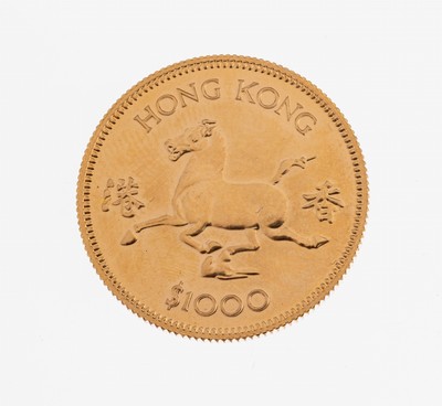 Goldmünze, 1000 Hongkong Dollar, 1978, Queen Elizabeth II., Jahr des Pferdes