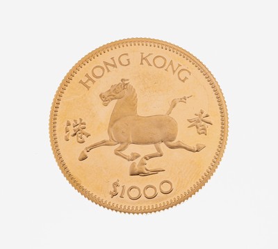 Goldmünze, 1000 Hongkong Dollar, 1978, Queen Elizabeth II., Jahr des Pferdes