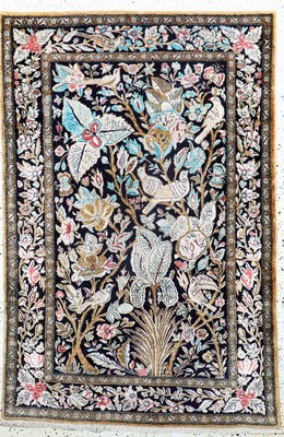 Ghom Seide wohl"Shakeri", Persien, Anfang 20.Jhd, reine Naturseide, ca. 155 x 105 cm, EHZ: 2(Fransen erneuert).