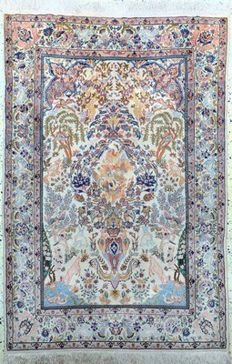 Esfahan fein alt, Persien, Mitte 20.Jhd, Korkwolle auf Seide, ca. 160 x 110 cm, ca. 1,0Mio. Kn/qm, EHZ: 2(Fransen erneuert).